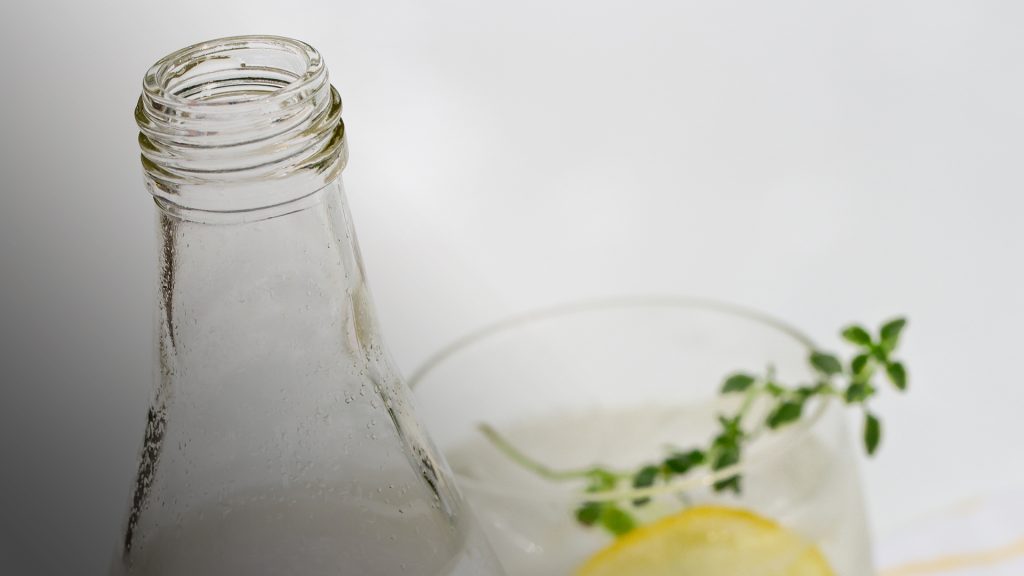 top of glass bottle and drink