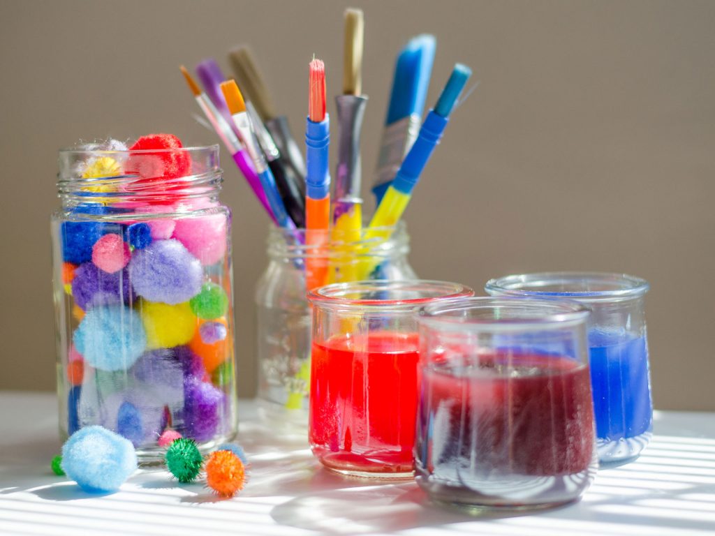 Art Supplies in Glass Jars