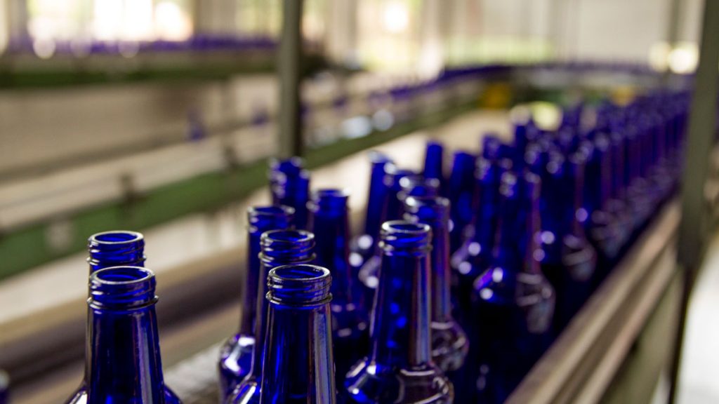 blue glass bottles