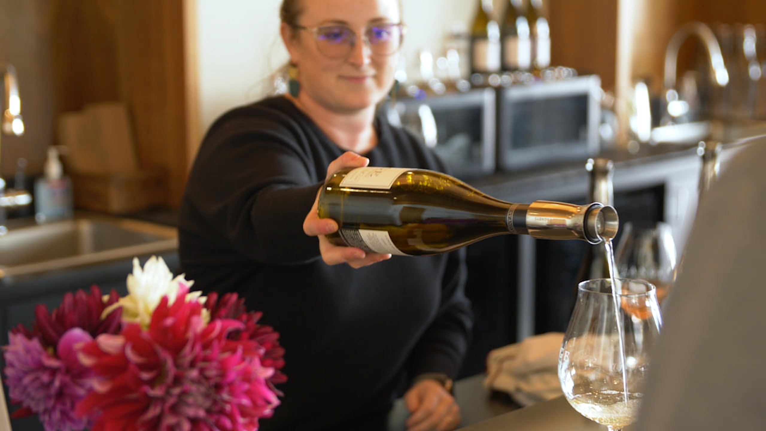 Wine being poured into glass