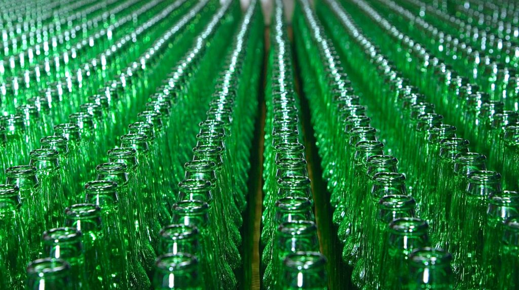 Green glass bottles