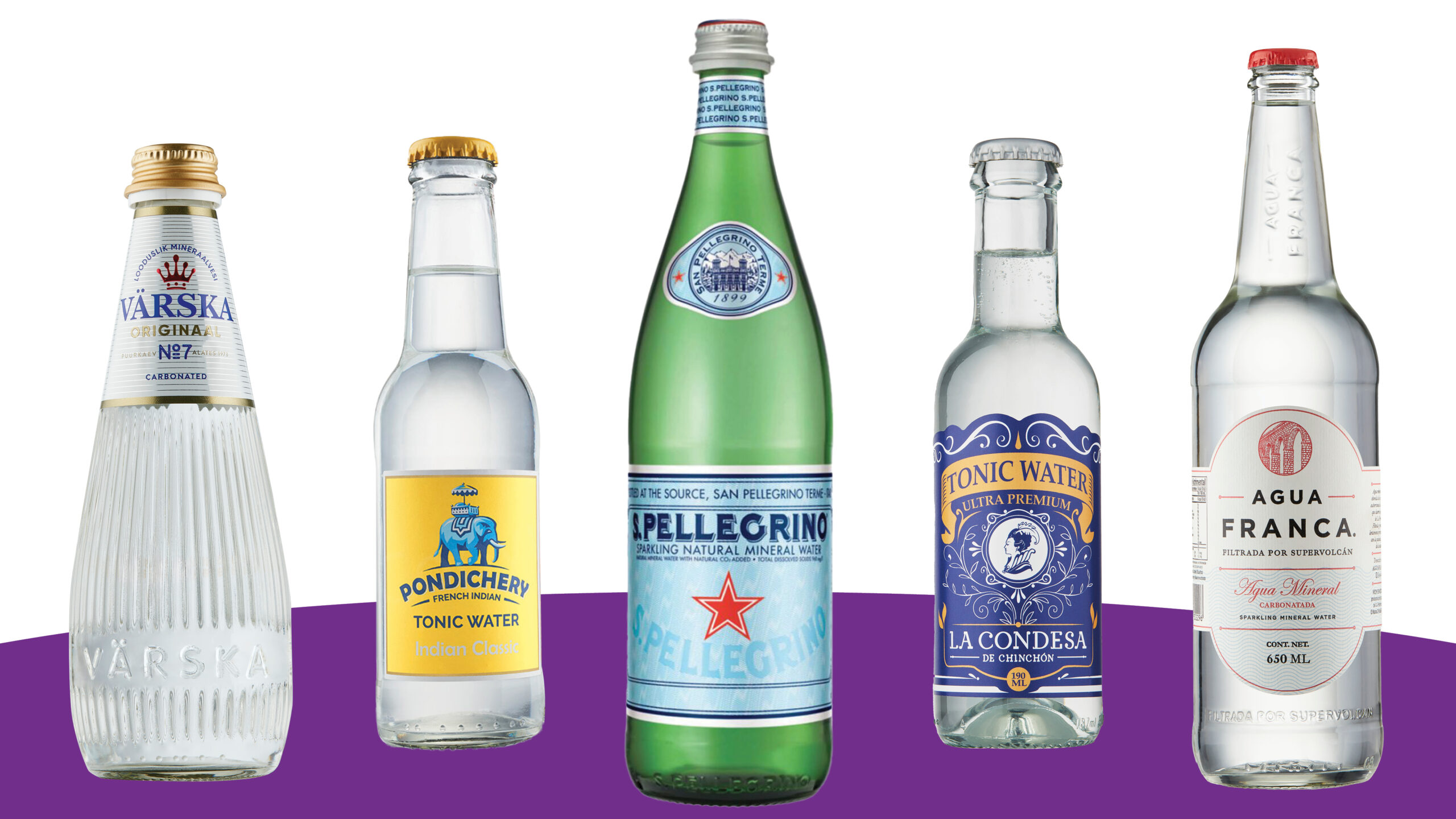 Sparkling water brands in glass bottles