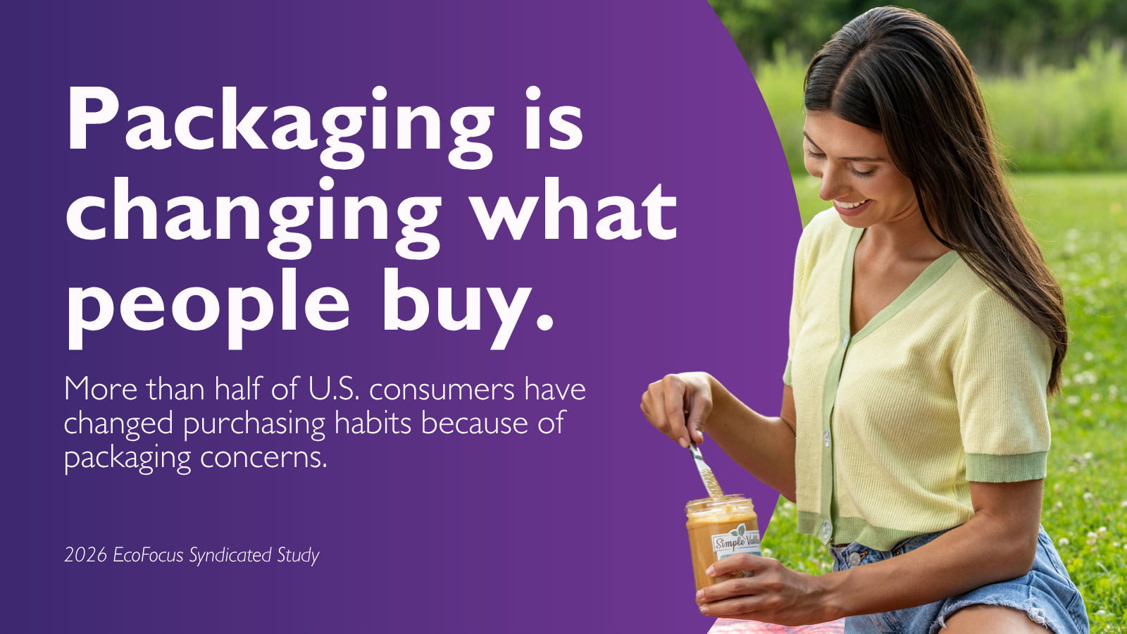 Graphic highlighting EcoFocus research: more than half of U.S. consumers have changed purchasing habits because of packaging concerns.